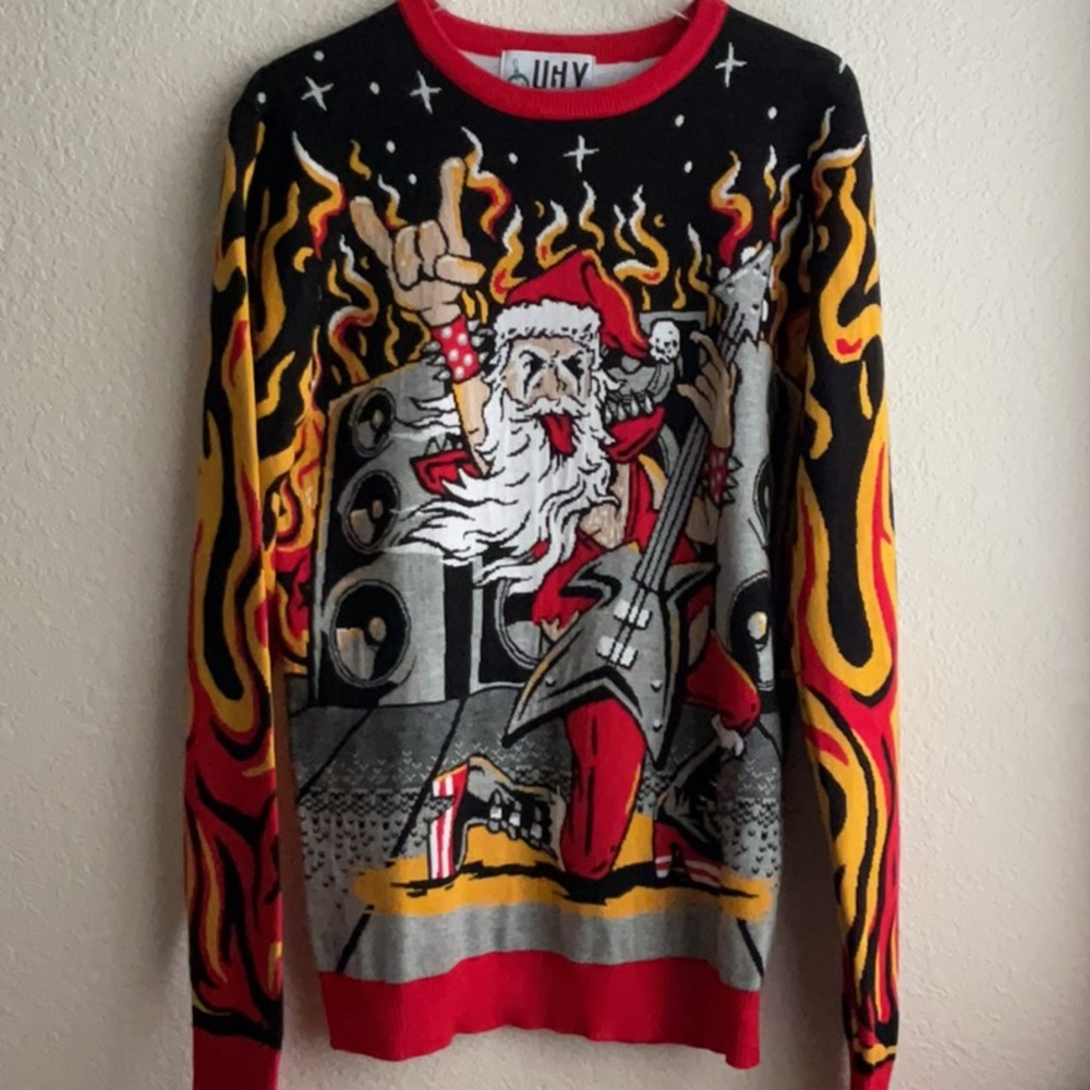 Christmas Ugly Sweater - Rockin' Santa Design